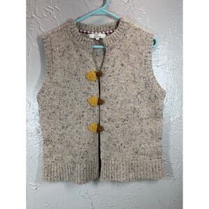 Bob Timberlake Women's Beige Wool Blend Sweater Vest W/Carrot Buttons Size L